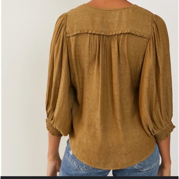 Anthropologie Cacee Peasant Top Oversized Button Down Balloon Sleeve Romantic  S - Picture 3 of 11